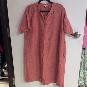 Eileen Fisher 100% Linen Popover Shirt Dress